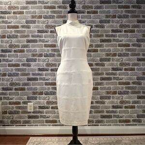 White House Black Market Ivory Midi Dress, lined and soft, size 6. Like New